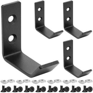Imagem de NVAXQF 4 ganchos de perfil de alumínio, gancho de moldura faça você mesmo, incluindo parafusos e porcas de ranhura T, para slot T/V de 6 mm série 2020 extrusão de perfil de alumínio (estilo D-4 peças)