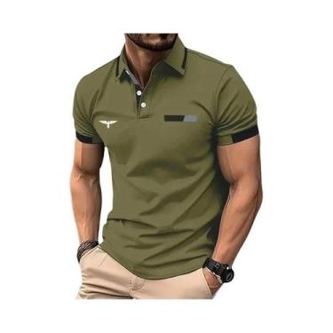 Imagem de Camisa Polo Masculina De Verão Com Manga Curta E Bloco De Cores, Casua