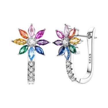 Imagem de Brincos De Argola Grandes Em Prata Esterlina 925 Com Zircônia Para Mul