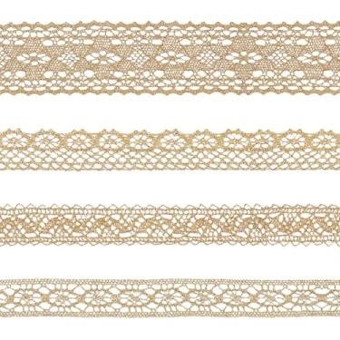 Imagem de letsinstyle Acabamento de renda dourada de 20 metros, 4 estilos de fita de crochê bordada, acabamento de costura metálica para embrulhar festas, casamentos, decorações de casa