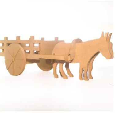 Imagem de Brinquedo artesanal carrocinha carroça Madeira decoração fazendinha - 