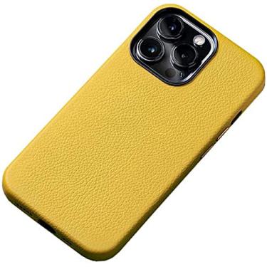 Imagem de VEVEL Capa para Apple iPhone 14 Plus 6,7 polegadas 2022, textura de lichia italiana totalmente envolvida à prova de choque capa de telefone traseira [proteção de tela e câmera] (cor: amarelo)