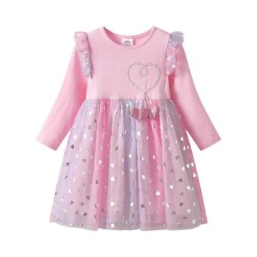 Imagem de Vestido De Tule Rosa De Manga Longa Para Meninas VIKITA, Vestido De Pr