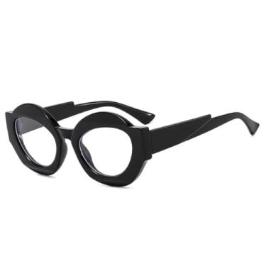 Imagem de Óculos de Sol Retrô Oval Bicolor Feminino Moda Lentes Transparentes Degradê UV400 Óculos de Sol Masculinos Punk Leopardo (Preto e transparente)