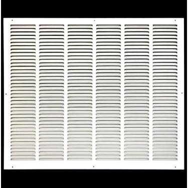 Imagem de HVAC Premium 86 cm x 63 cm [abertura do duto] Grade de ar de retorno de aço estampada plana - parede lateral e teto - tampa do duto de ventilação HVAC - branca [dimensões externas: 90 cm L x 67 cm