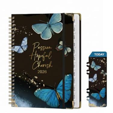 Imagem de TFDLCG zm Agenda 2026, agenda semanal e mensal com abas, janeiro de 2026 a dezembro de 2026, agenda de capa dura de 16 cm x 21,6 cm (A5), encadernação de fio duplo, bolso traseiro e cantos de metal