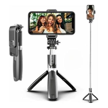Imagem de Bastao Tripe Selfie Stick Bluetooth Premium 3 em 1 para Celular e Camera Controle Remoto Dobravel 360 Fotos Videos Lives