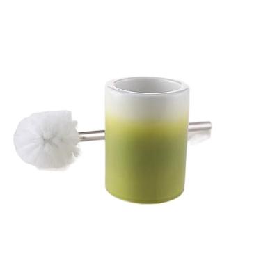 Imagem de Escova de vaso sanitário de cerâmica gradiente para limpeza nórdica conjunto de escova de banheiro nórdico suporte de escova de vaso sanitário esfregão de banheiro