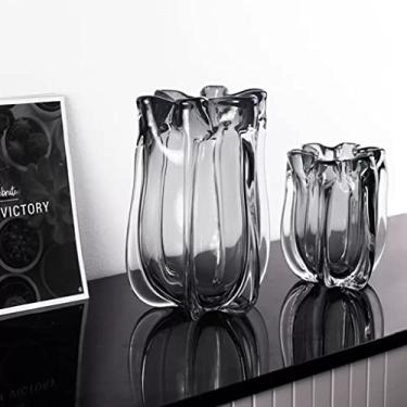 Imagem de Enfeites de vaso de duas peças de alta qualidade, sala de estar, entrada, mesa de jantar, arranjos de flores transparentes, decorações de vidro