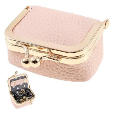 Imagem de Mini estojo de viagem, caixa de joias pequena de couro legítimo, organizador de joias de viagem vintage portátil para meninas, mulheres, anéis, brincos, colares, presentes (rosa)