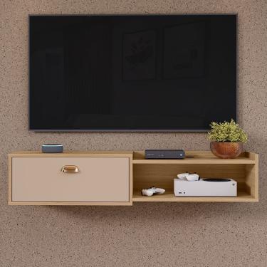 Imagem de Rack Suspenso Multifuncional Home Parede 1.20 Estante TV 42" Bancada Flutuante México 1 Porta Nicho Sala Quarto