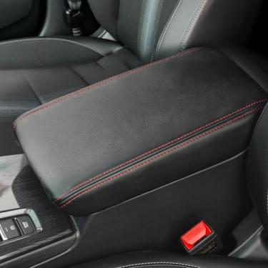 Imagem de FQMY Capa de console central compatível com Honda Civic 2025 2024 2023 2022 com tampa de apoio de braço CVT protetor de tampa de descanso de braço - preta (linha vermelha)