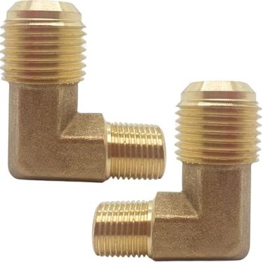 Imagem de 2 peças adaptador de cotovelo de 90 graus, alargador x macho NPT latão encaixe para linha de óleo combustível de ar da CX WONDERLAND (3/20.3 cm flare x 1/20.3 cm NPT macho)
