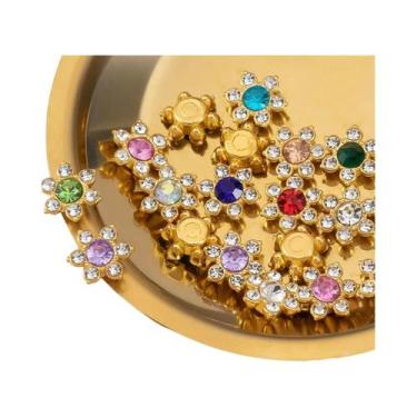 Imagem de Cabochões De Cristal Coloridos De 13mm Em Formato De Flor Com Strass, 
