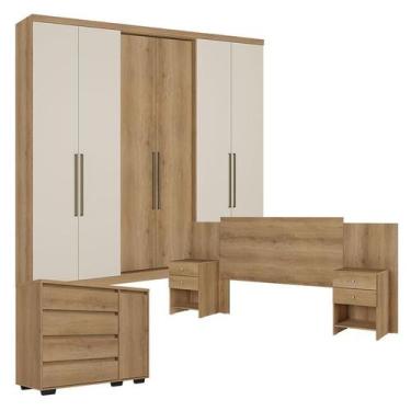 Imagem de Guarda Roupa Casal Passione Ultra 6 Portas Capuccino Off White com Côm