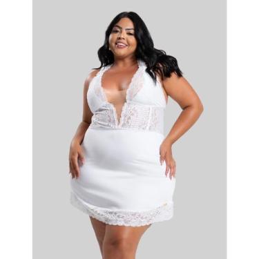 Imagem de Camisola Feminina Plus Size Isabelle Renda Sofisticada e Toque Confort
