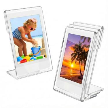 Imagem de Asofelk Pacote com 4 miniporta-retratos de acrílico compatível com Polaroid - porta-retratos vertical de 6 x 9 cm para Instax - Porta-retrato pequeno de 5 x 7,6 cm