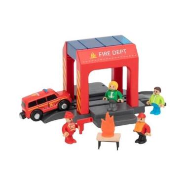 Imagem de Conjunto De Brinquedos De Trem De Madeira Com Simulação De Cena De Lav