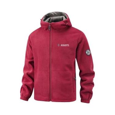 Imagem de Jaqueta Masculina De Moletom Grosso Com Capuz, Quente E À Prova De Ven