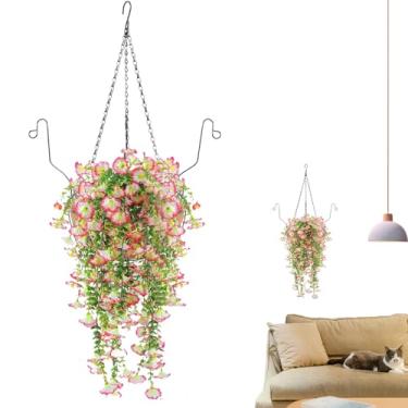 Imagem de Flores artificiais penduráveis, vasos penduráveis com flores | Decoração de plantas artificiais ao ar livre para corredor, , hotel, casamento, jardim, sala de jantar, casa, quintal, janela