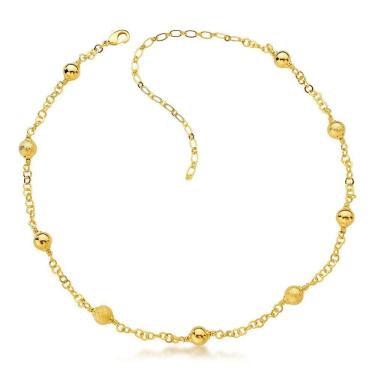 Imagem de Colar Choker Bolinhas Foscas Banhada A Ouro 18k - 32cm