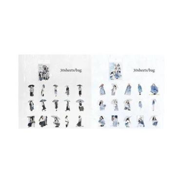 Imagem de Adesivos De Tinta Branca 60 Peças Série Rain Prelude PET DIY Pacote De