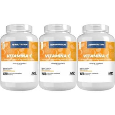Imagem de Kit 3X Vitamina C 45mg - 120 Comprimidos Mastigáveis Laranja com Acerola - NewNutrition-Masculino