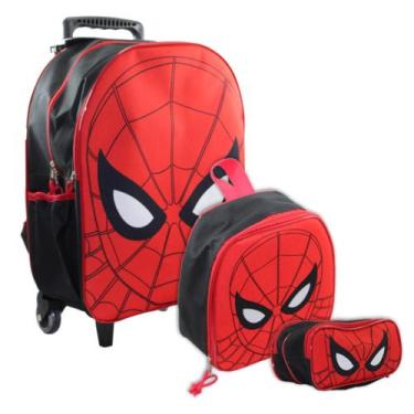 Imagem de Kit Mochila Infantil Homem Aranha Máscara Preto - DB