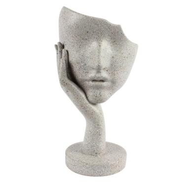 Imagem de Escultura em resina facial abstrata nórdica de 12 cm com acabamento ci