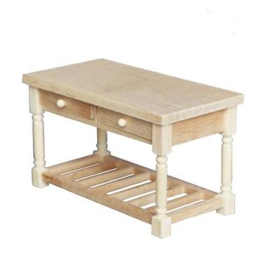 Imagem de Mobiliário de casa de bonecas em miniatura, mesa de jantar de madeira,