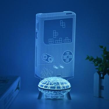 Imagem de Forma clássica de console de jogos retrô 3D Night Light com controle r