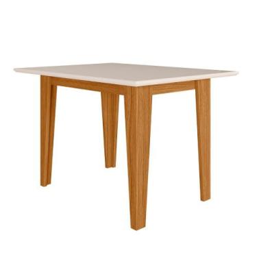 Imagem de Mesa de Jantar 120cm com Vidro Kate Poliman Móveis, Freijo UV/Off Whit