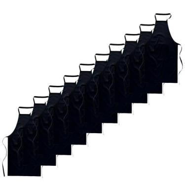 Imagem de Kit com 10 Avental Frontal Liso Oxford Preto - Loja Loja