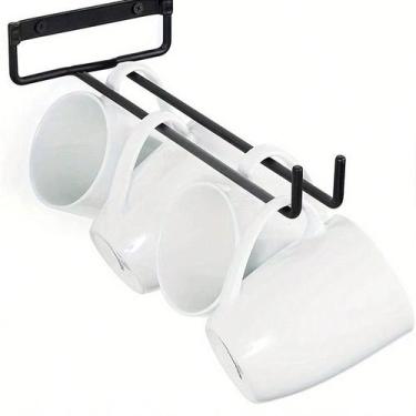 Imagem de Prateleira de taças de vinho, ferro montado na parede, 30 cm, preto, e