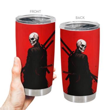 Imagem de Copo Oasisdream de aço inoxidável 600ml com estampa de caveira