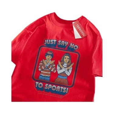 Imagem de Camiseta Masculina De Verão Oversized Em Algodão Com Decote Redondo, E