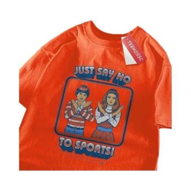 Imagem de Camiseta Masculina De Verão Oversized Em Algodão Com Decote Redondo, E