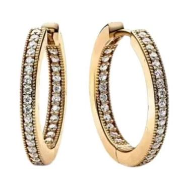 Imagem de Brincos De Argola Femininos Em Prata 925 Com Flor Azul E Pingente De C