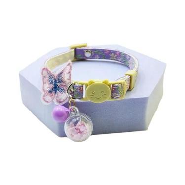 Imagem de Coleira De Gato Floral Com Borboleta Que Brilha No Escuro Para Gatos D