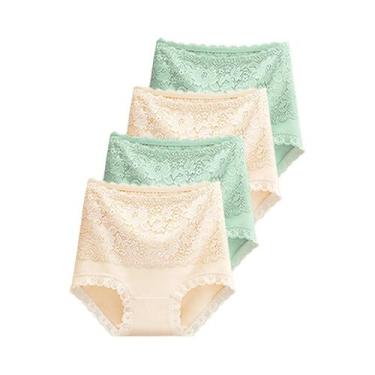 Imagem de Calcinhas De Renda De Cintura Alta Para Mulheres, Controle De Barriga,