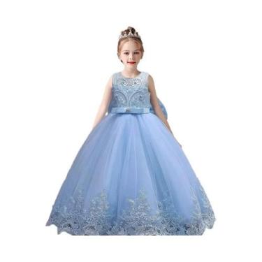 Imagem de Vestido De Casamento Bordado Com Laço Para Meninas De 3 a 12 Anos, Ves
