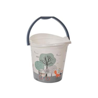 Imagem de Balde De Bebê Infantil Infantil Decorada Ursinho 8 Litros PlasUtil Azu