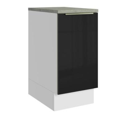 Imagem de Balcão de Cozinha 40 cm 1 Porta Lux Madesa, Branco/Preto