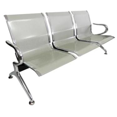 Imagem de Cadeira Longarina Aeroporto, Cromada, 3 Lugares