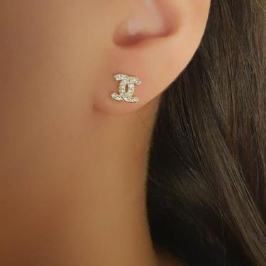 Imagem de Brinco Formas Micro Zircônia Cristal Banhado a Ouro - Lazzuli Joias