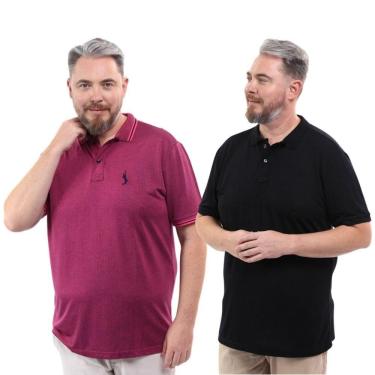 Imagem de Kit 2 Camisa Polo Masculina Plus Size Piquet Viscose Dry
