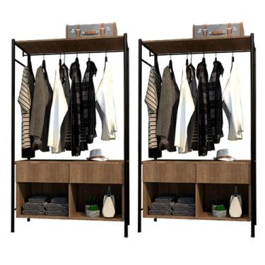 Imagem de Kit 2 Guarda Roupas Closet Industrial 90cm 2 Gavetas Paris Light Demol