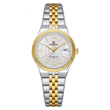 Imagem de Relógio de Pulso de Quartzo Feminino com Bracelete em Aço A Prova d`Água