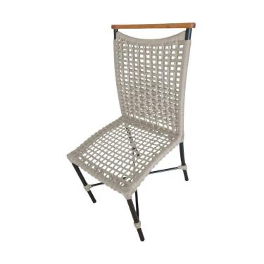 Imagem de Cadeira Anne Corda Náutica Detalhe Em Madeira Base Alumínio Preto-areia