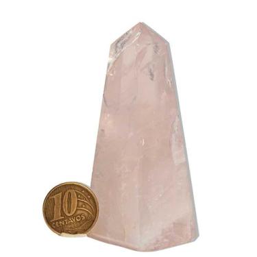 Imagem de Obelisco Quartzo Rosa Natural 18 a 20 cm 400 a 600 g - Tipo B - Crista